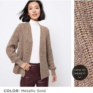 NWT LOFT Size XXS Petite Shimmer Ribbed Cardigan